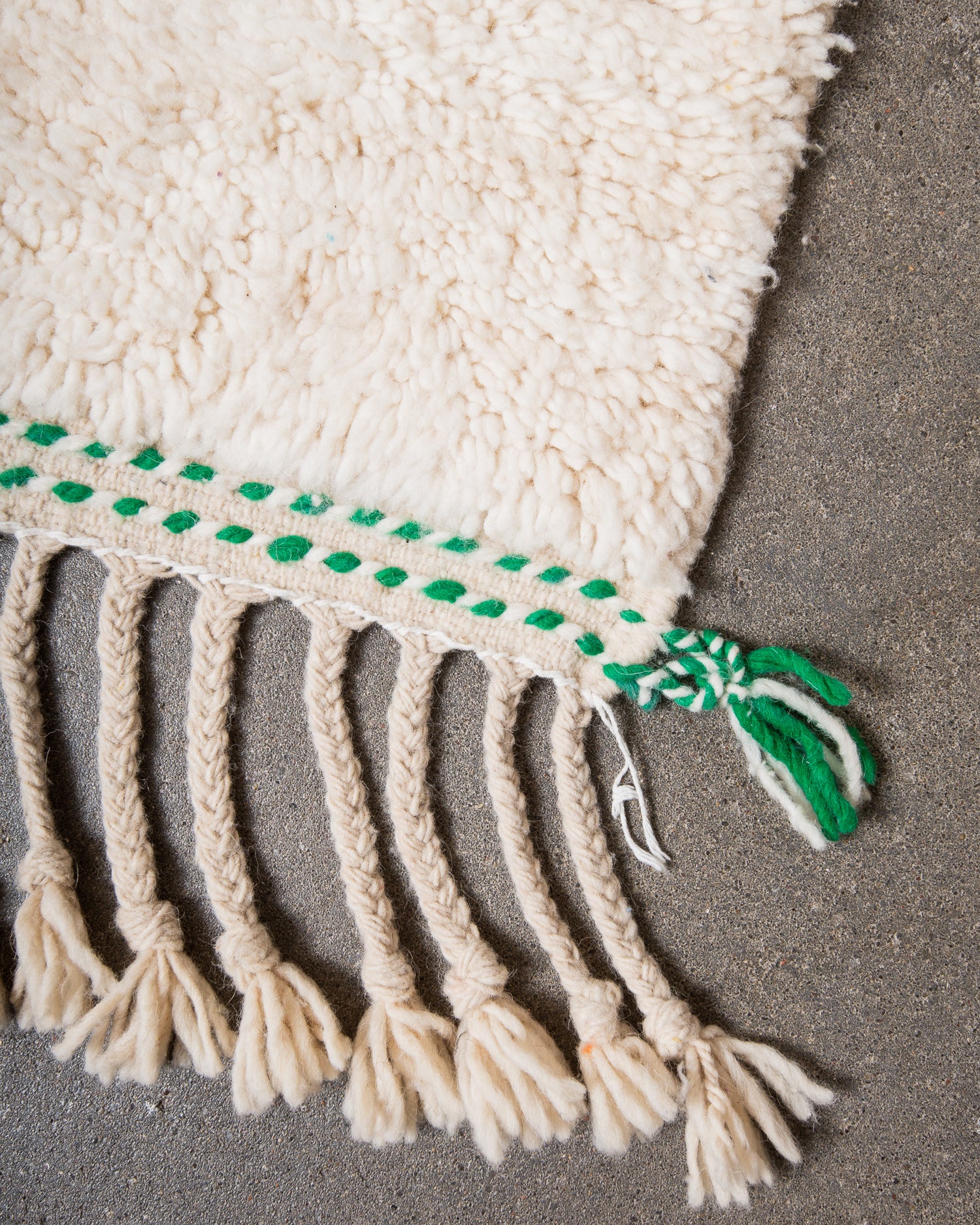 Modern, designer, handcrafted Berber rug from Morocco. Beniourain carpet with beautiful colours and patterns and fluffy wool texture.